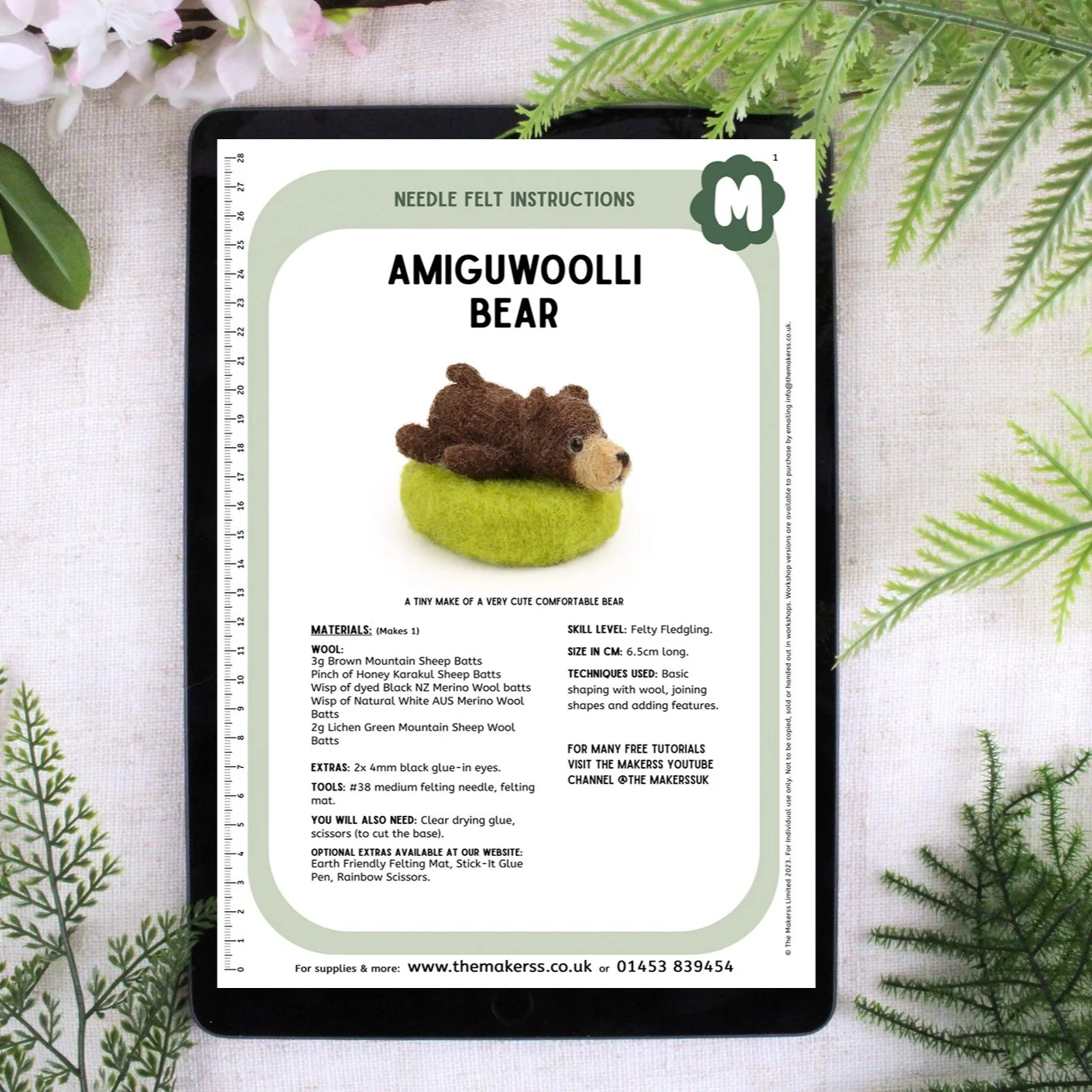 Snoozing Bear Amiguwoolli Mini Needle Felt Kit - Image 3